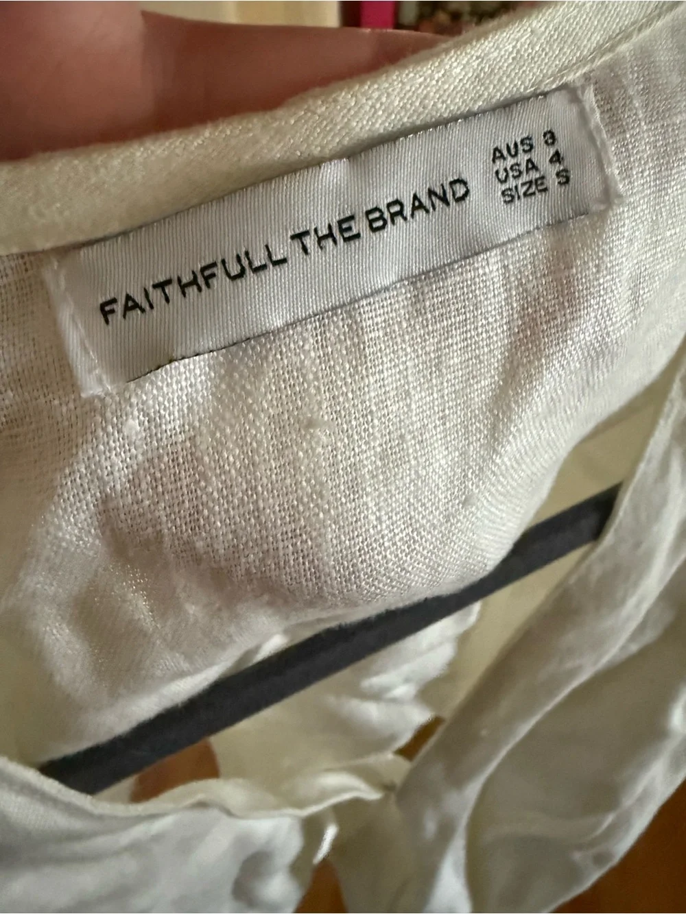 Faithfull the Brand Cream Tie-Front Puff Sleeve Blouse
